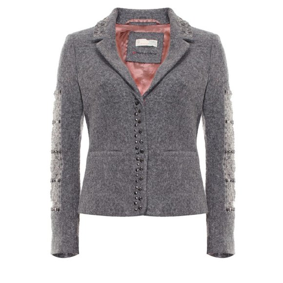 New Odd Molly Uptown Girl Embroidered Gray Blazer Size 1 (Small) LAST ONE! - Picture 3 of 12